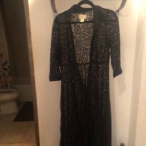 SOLD | Ralph Lauren Denim & Supply Black Lace Maxi Shirtdress with 3/4 Sleeves
